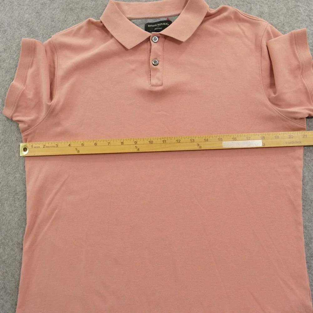 Banana Republic Polo Shirt Mens Large Pink Dress Short Sleeve Casual Stretch
